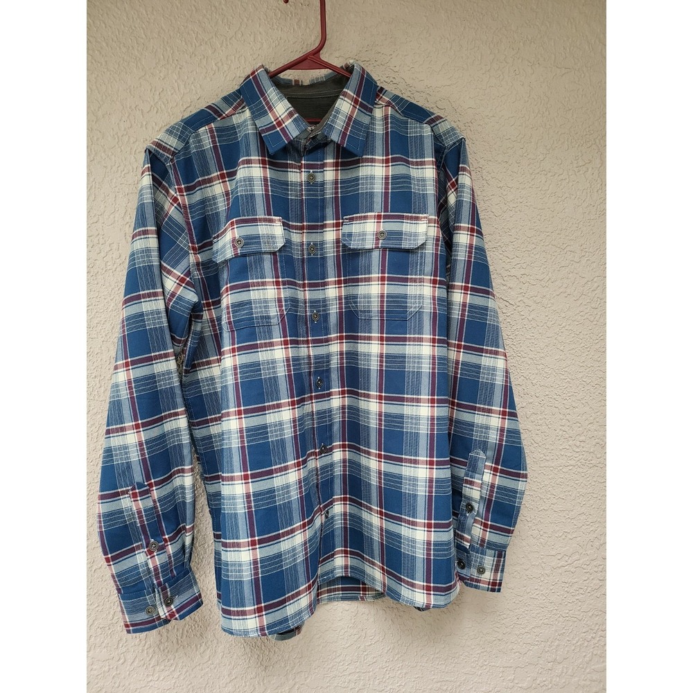 Swiss Tech Men's Blue/Maroon Plaid Long Sleeve Button Up W/ Pockets Sz M